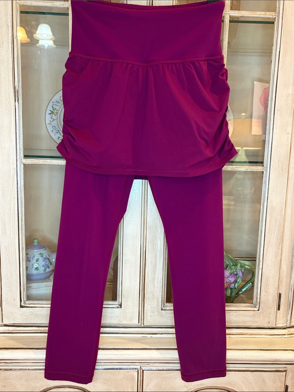 Athleta Elation 2-in-1 Capri Skirted Leggings in Deep Berry